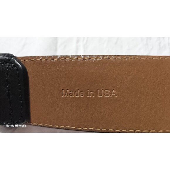 Allen Edmonds Black Leather Mens Belt With Silver Buckle - Picture 7 of 8